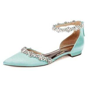 XYD Women Classic Pointed Toe D'Orsay Wedding Flat Sandals Sparkly Rhinestones